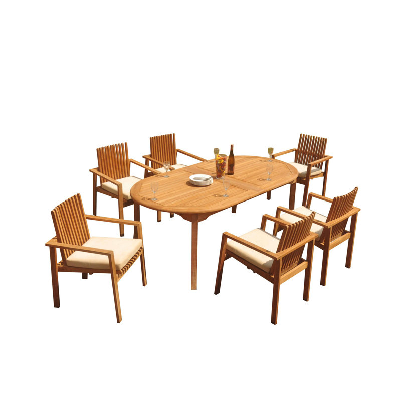 Teak 11-Piece Outdoor Dining Set with Stackable Chairs