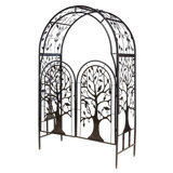 Metal Tree Of Life Arched Garden Arbor With Gate