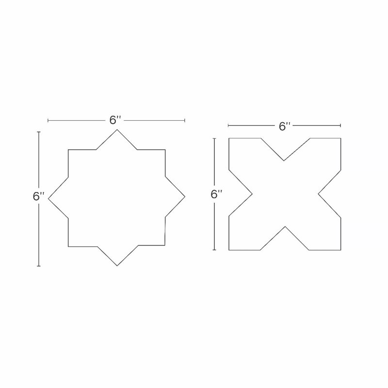 Parma Star and Cross 6" Terracotta Look Porcelain Tile, Gray