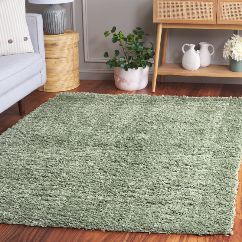 Tapis de couleur unie à poils longs Lindsay, Green, Rectangle 5 pi 3 po x 7 pi 6 po