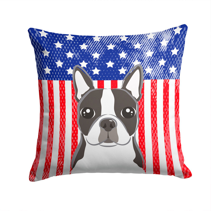  Coussin 14 "American Flag, 14 po x 14 po, Boston-terrier