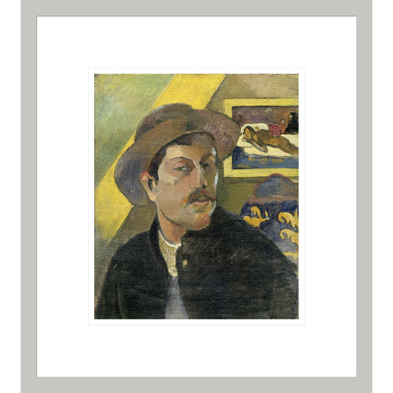 Autoportrait avec Manao Tupapau par Paul Gauguin - Estampe numérique encadrée, H 15,36 po x l 13,75 po