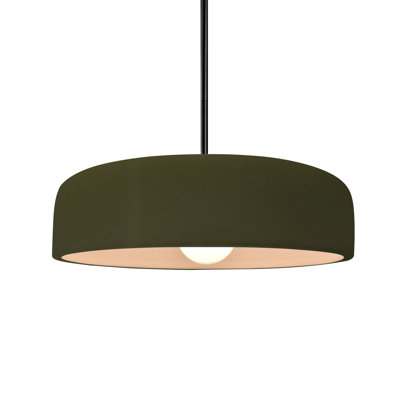 Radiance - Spire 1-Light Pendant - Matte Green - Matte Black - 13"W x 4"H - Replaceable Bulb - Rigid Stem