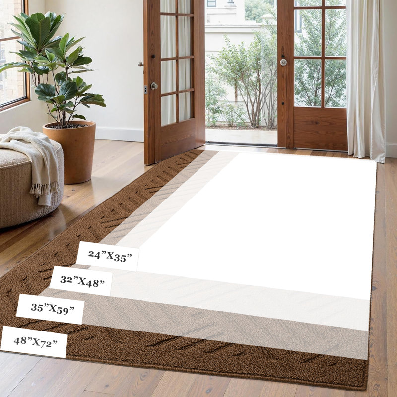 Wardlaw Non-Slip Indoor Outdoor Mat Super Absorbent Resist Dirt Entrance Rug, 48" W x 72" L, Brown