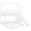 Lit superposé simple au-dessus d'un lit double avec glissière, blanc, garde-corps double, glissade de construction résiliente, construction stable, utilisation à long terme, garde-corps-1868070741-1868070740