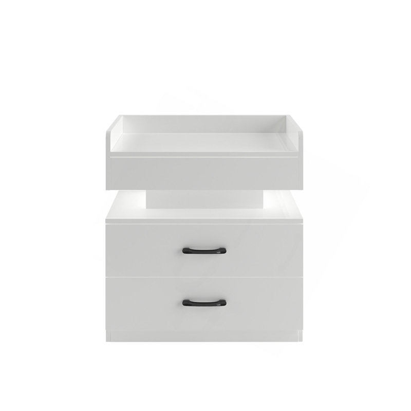 1 ensemble de table de chevet avec bande de lumière DEL réglable, 2 tiroirs, grand espace de rangement, convient pour une table de chevet, une table basse, un canapé, une table d'appoint ou une table de bout pour bureau