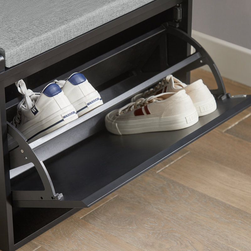 6 Pair Shoe Storage Bench, Black