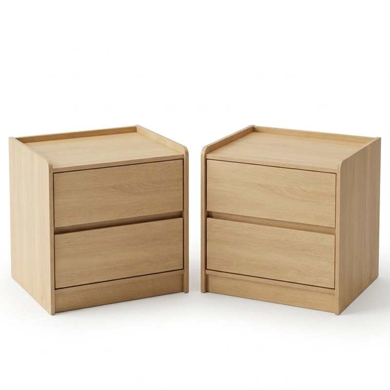 Ensemble de 2 tables de bout et de pieds en bois massif de style Mid-Century de 19,68 po de largeur Mathes, Tanné