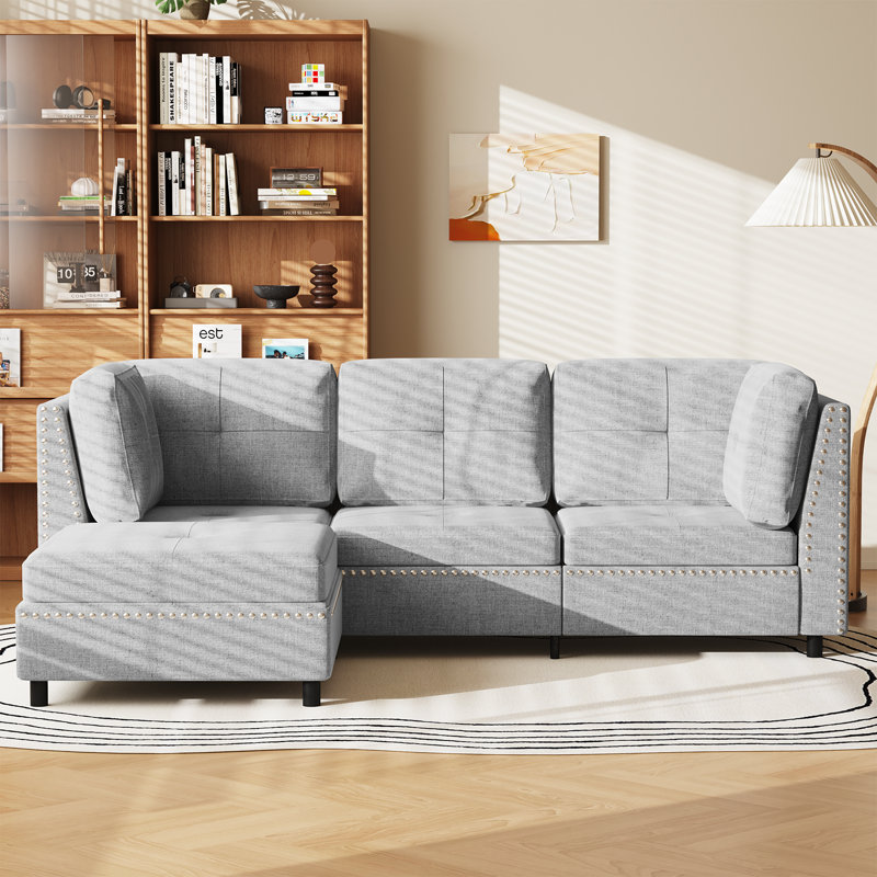 2 - Piece Upholstered Corner Sofa, Gray