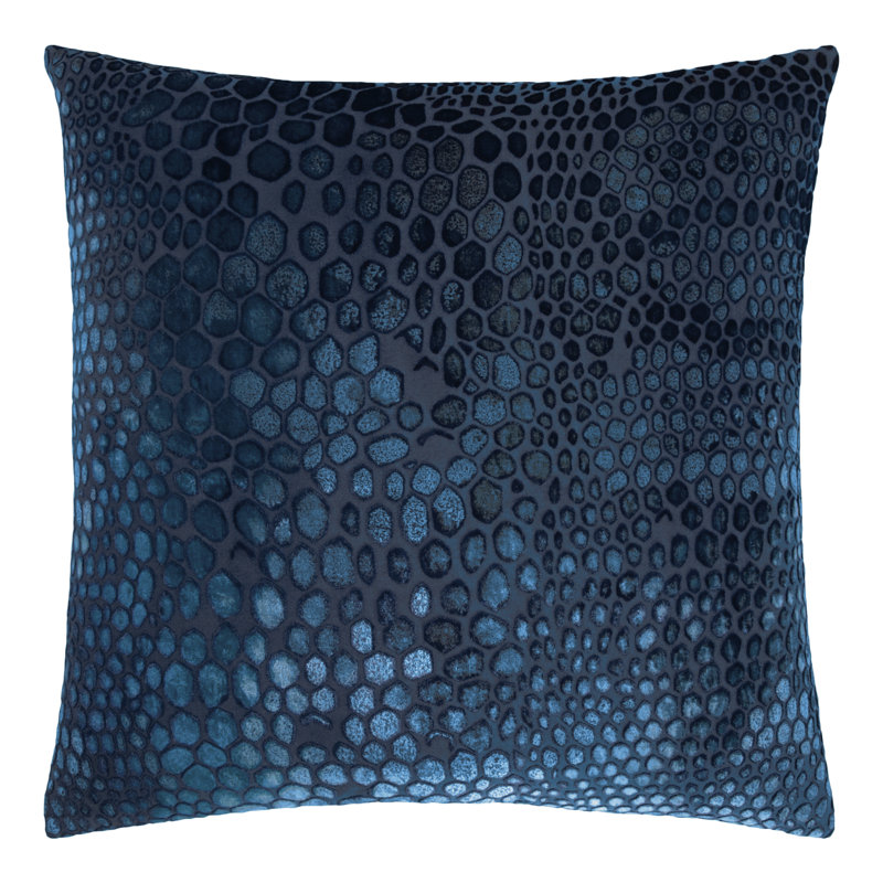 Square Velvet Pillow Cover & Insert, 22"H x 22"W, Cobalt Black