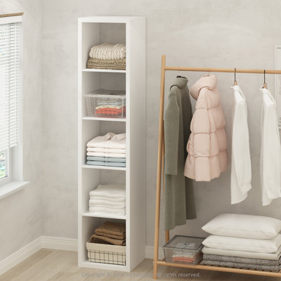 Ebern Designs Harnek Open Back Multipurpose Clothing & Closet Storage Organizer Shelf, 3-Cube, White