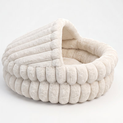 Lit-grotte pour chat avec capuchon apaisant, cachette ronde et douce pour chats d'intérieur et petits chiens, nid douillet auto-chauffant, fond antidérapant, lavable à la machine