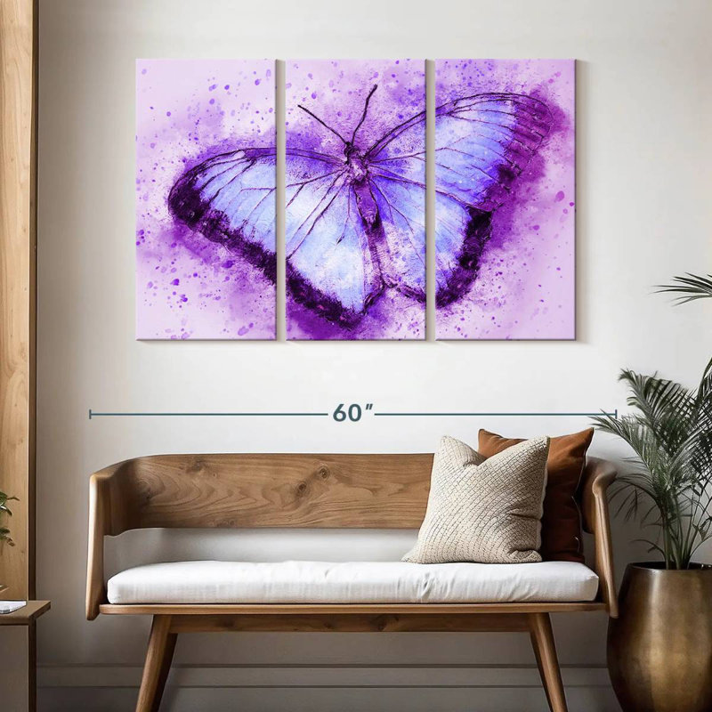 Mauve sur papillon mauve, H 32 po x l 50 po