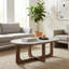 Table basse Adonia moderne en marbre et en bois pour le salon - petite table d'appoint avec base piédestal pour décoration intérieure élégante - brun clair et brun
