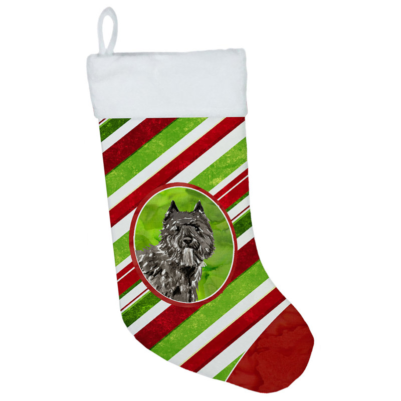 Chaussette de noël à rayures à sucre, Bouvier des Flandres