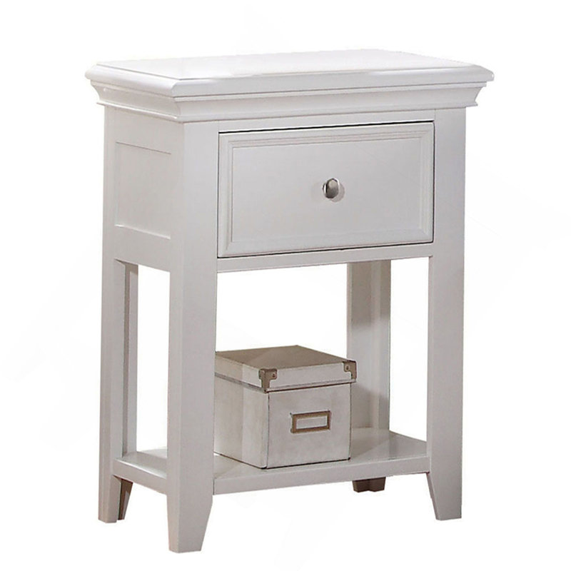 Table de chevet blanche avec tablette inférieure