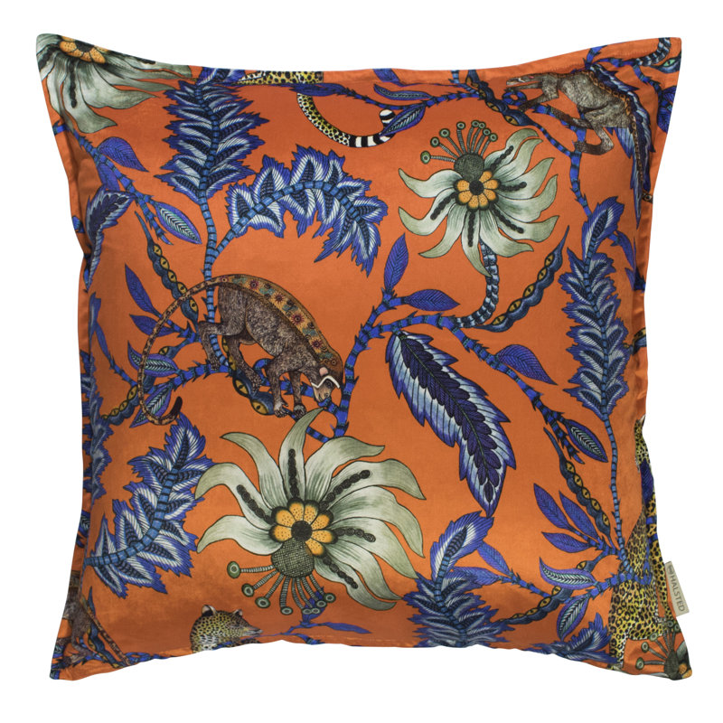 Ardmore 'Monkey Bean' Velvet Pillow, Flame
