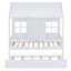 Lit en bois Wood House avec lit gigogne simple, lit de jour en bois-310415970