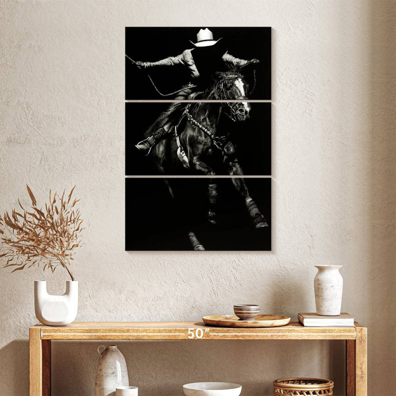 Lelar Scratchboard Rodeo III, 38" H x 24" W