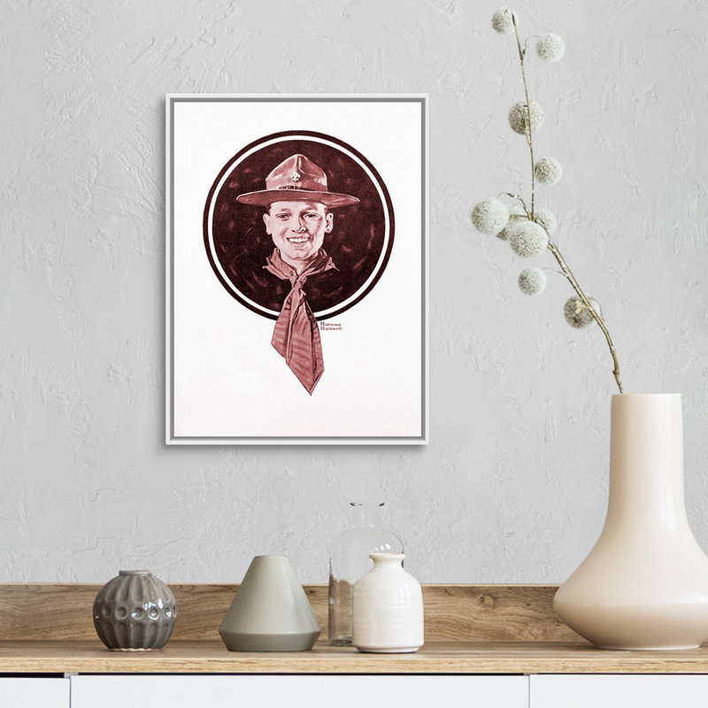 Tête de garçon, art mural sur toile, H 18 po x l 14 po x P 1,75 po, Cadre flottant blanc