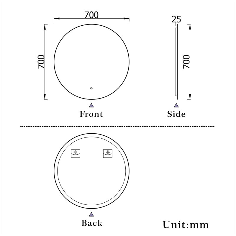 Chilyn Round Mirror, 70 x 70cm, Round