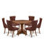 L'ensemble de table de cuisine 7 pièces comprend une table de salle à manger de style Mid-Century et 6 chaises en tissu de polyester bourgogne avec dossier capitonné, noyer antique-121727535-129541200-129541231