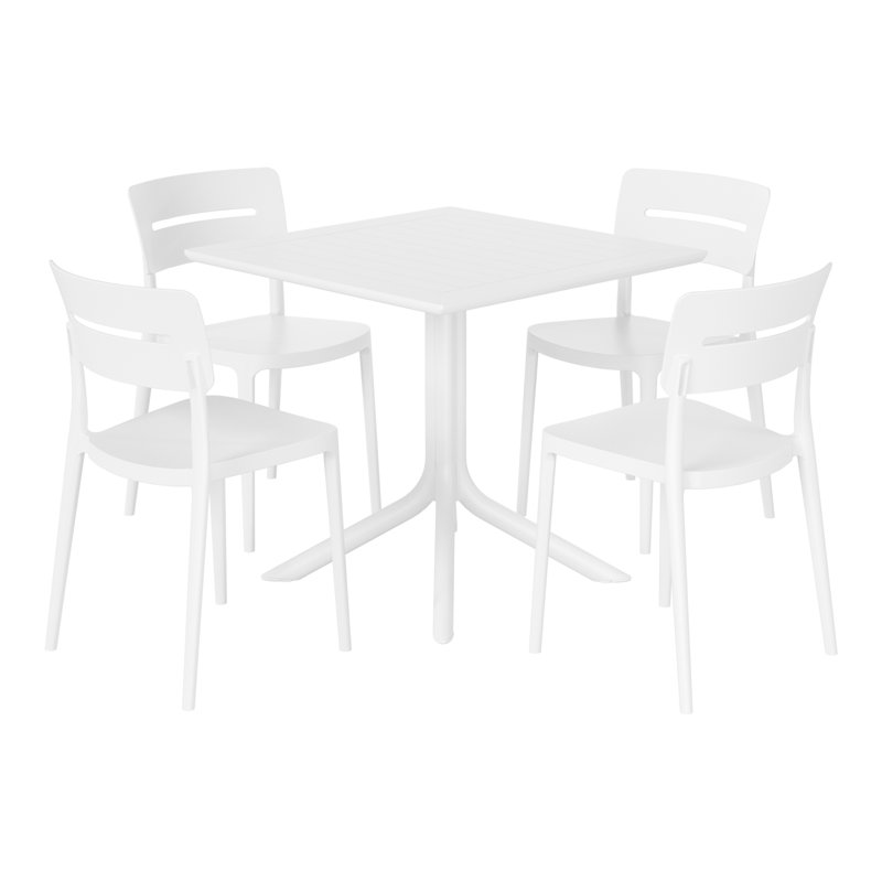 Ensemble repas carré pour 4 personnes, Blanc