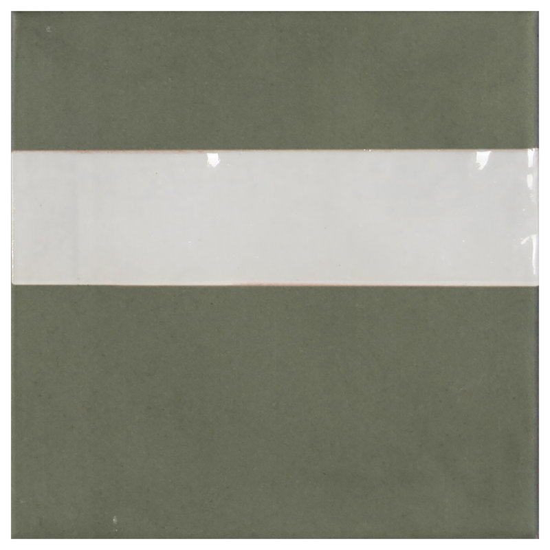 Subway Tile Line Black 6X6 Porcelain Tile, Green