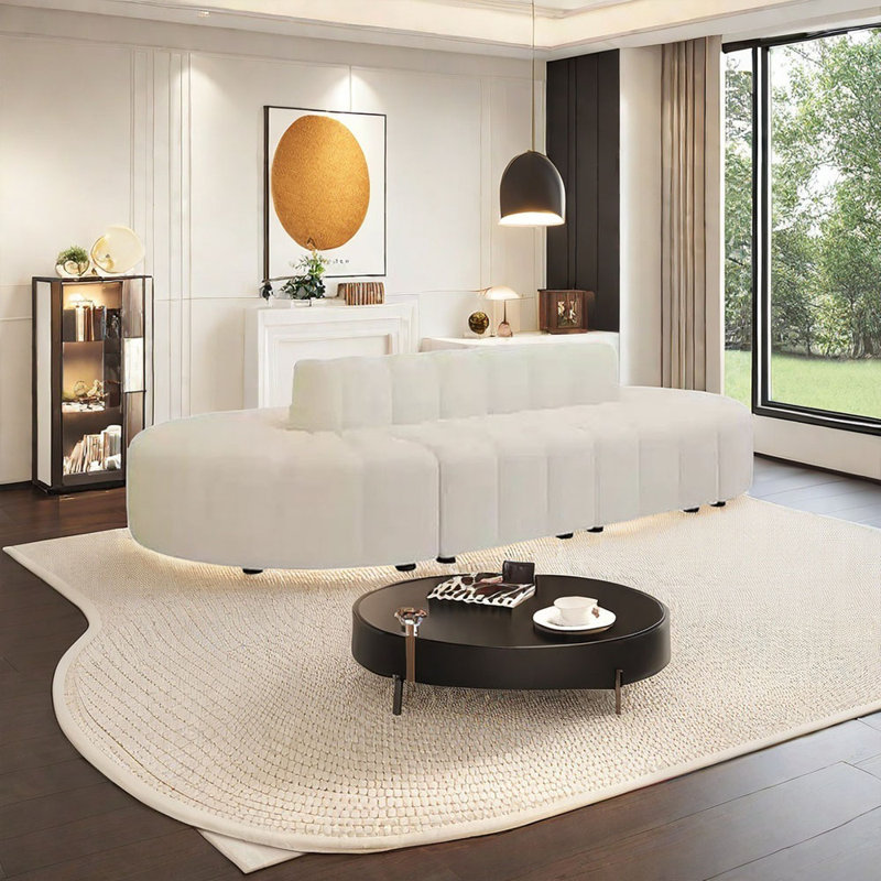 Canapé double en forme de célébrité Internet, Blanc cassé, H 29,92 po x l 118,11 po x P 55,12 po, 6