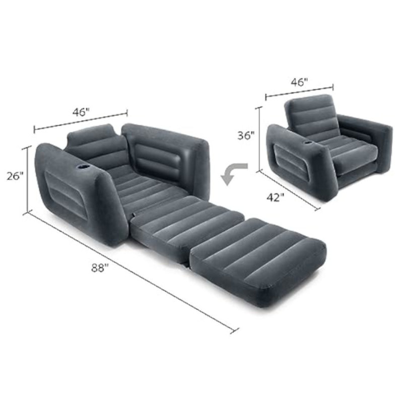 Intex Inflatable Pull Out Sofa Chair Sleeper 26" with Built-in Cupholder