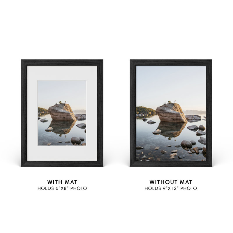 Cadre photo en bois massif avec verre, L 9 po x H 12 po, Noir