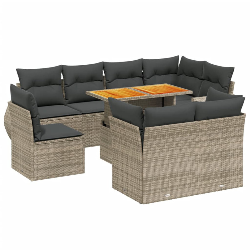 Ensemble de canapé de jardin en rotin PE 9 pièces Vidaxl