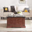 Table basse Farmhouse, table centrale carrée avec compartiment de rangement caché, table de cocktail rustique