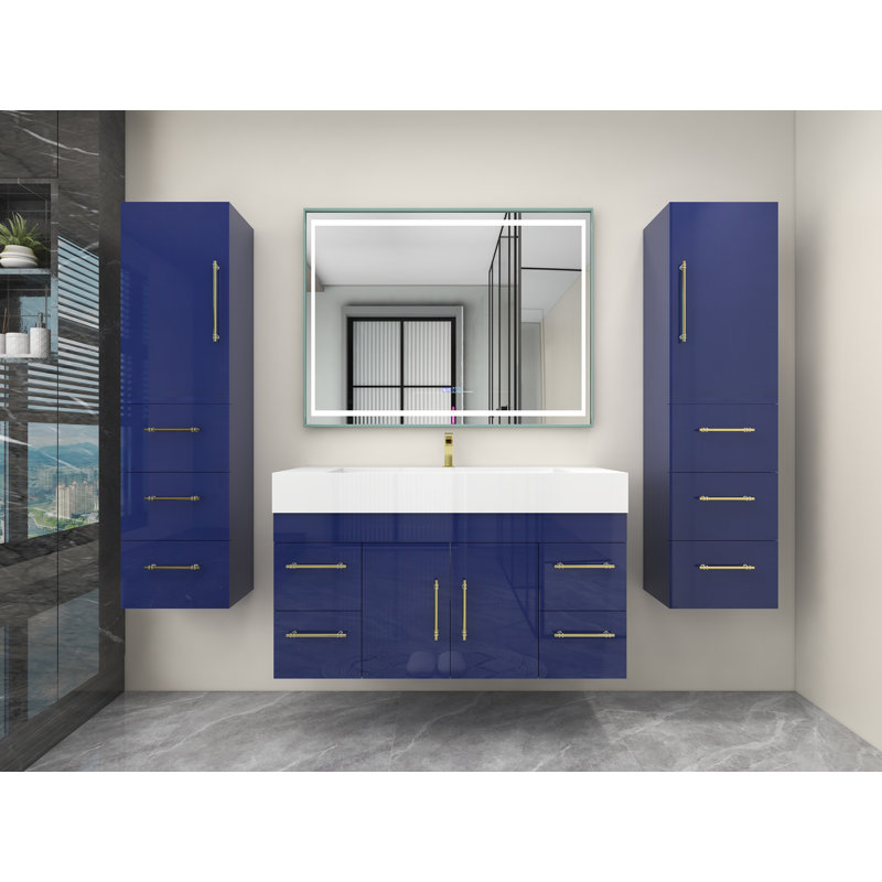 Ensemble de meuble-lavabo simple 48 po, Bleu nuit brillant