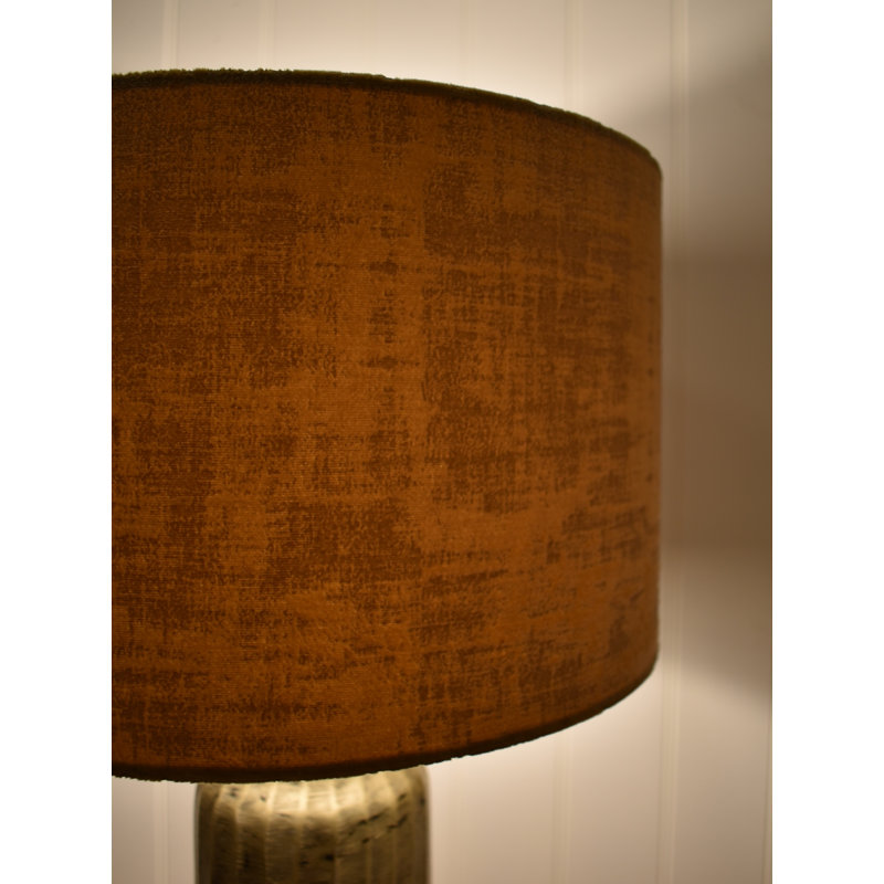 Drum Velvet Lamp Shade ( Uno ), 25cm H x 25cm W x 25cm D, Gold Ochre