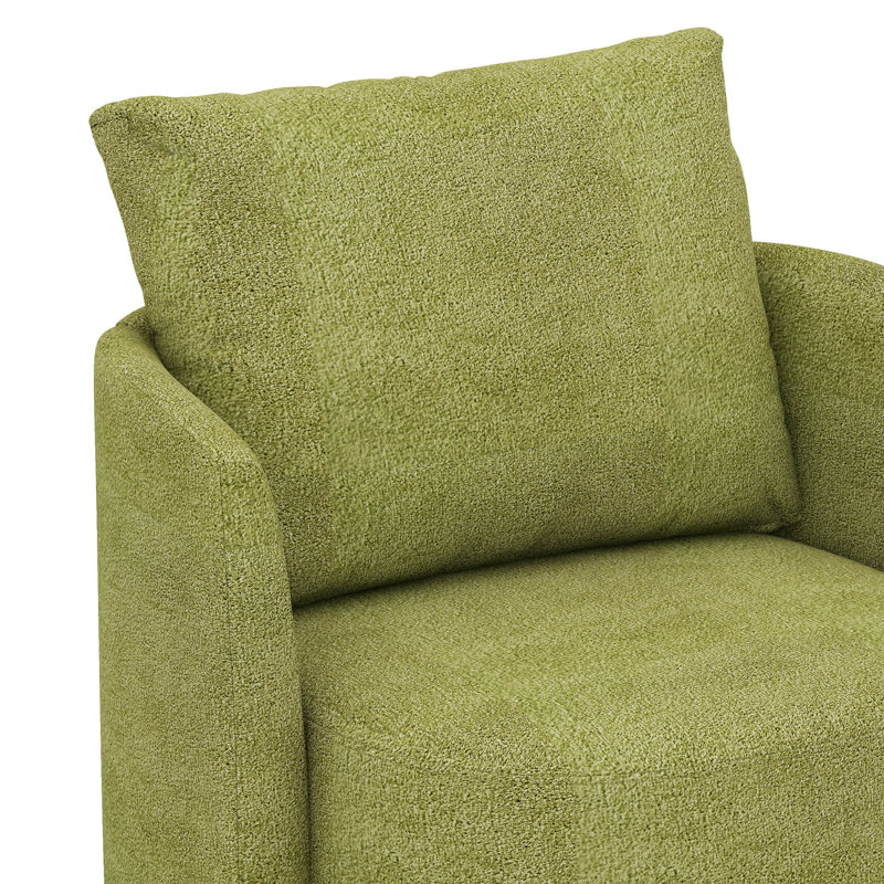 Fauteuil d'appoint pivotant à 360 ° avec accoudoirs ergonomiques et coussin décoratif, Vert