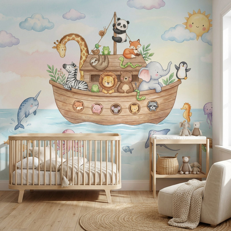 Papier peint animaux fantaisistes, 100"x96", Peler et coller