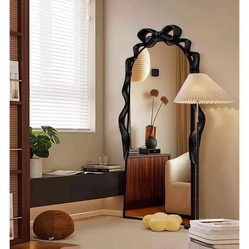 American-Style Retro Bow-Top Explosion-Proof All-Round Mirror, Black, 74.8" H x 35.43" W