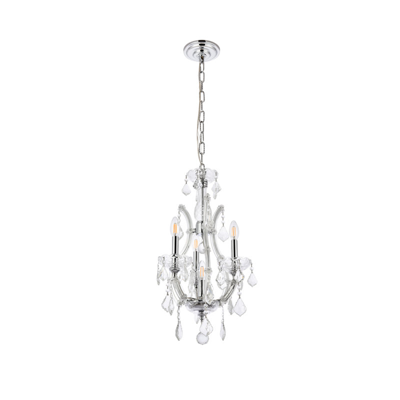 Stockard 4 - Light Glass Chandelier, Chrome / Crystal (Clear) / Royal Cut