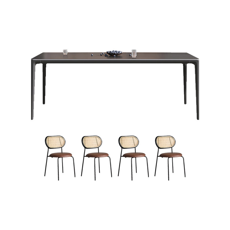 Table de salle à manger en ardoise noire pure, H 29,13 po x L 55,11 po x l 31,49 po