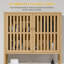 Armoire de rangement en bambou au-dessus de la toilette, organisateur de salle de bain au-dessus de la toilette avec portes à lattes, tablette réglable et tablette ouverte, naturel