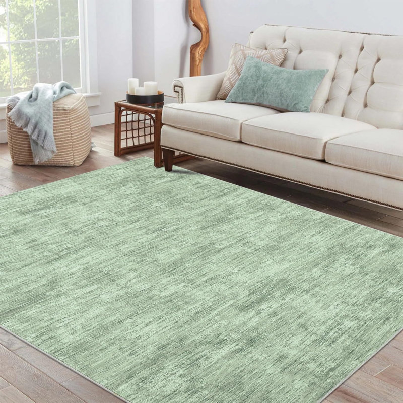 Abstract Washable Area Rug, Green, Rectangle 160 x 230 cm