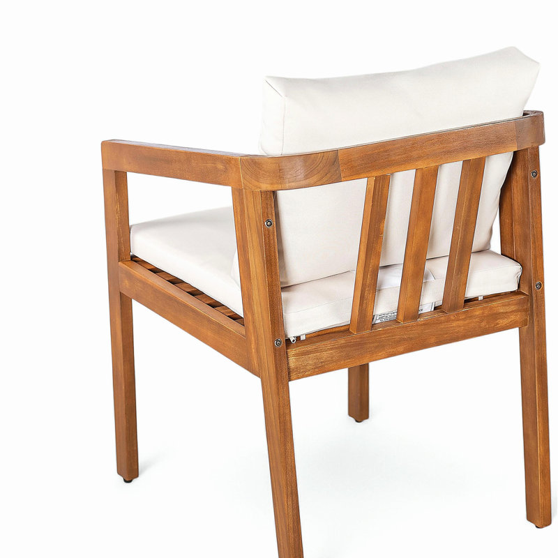 Chaise de salle à manger d'extérieur en bois d'acacia avec coussin (ensemble de 2)
