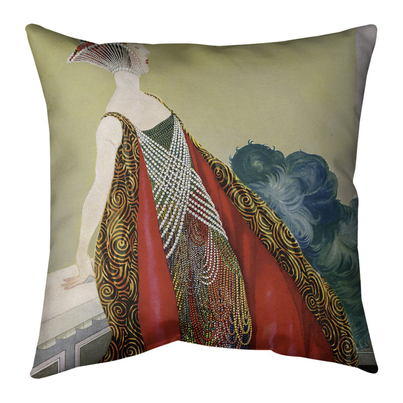 Emily Brodeur Square, Housse de coussin seulement, 14 po x 14 po, Jaune / Rouge