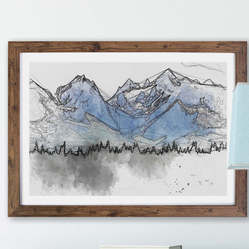 Rocky Mountains in Alaska - Framed Print, 45cm H x 63cm W x 2cm D, Walnut