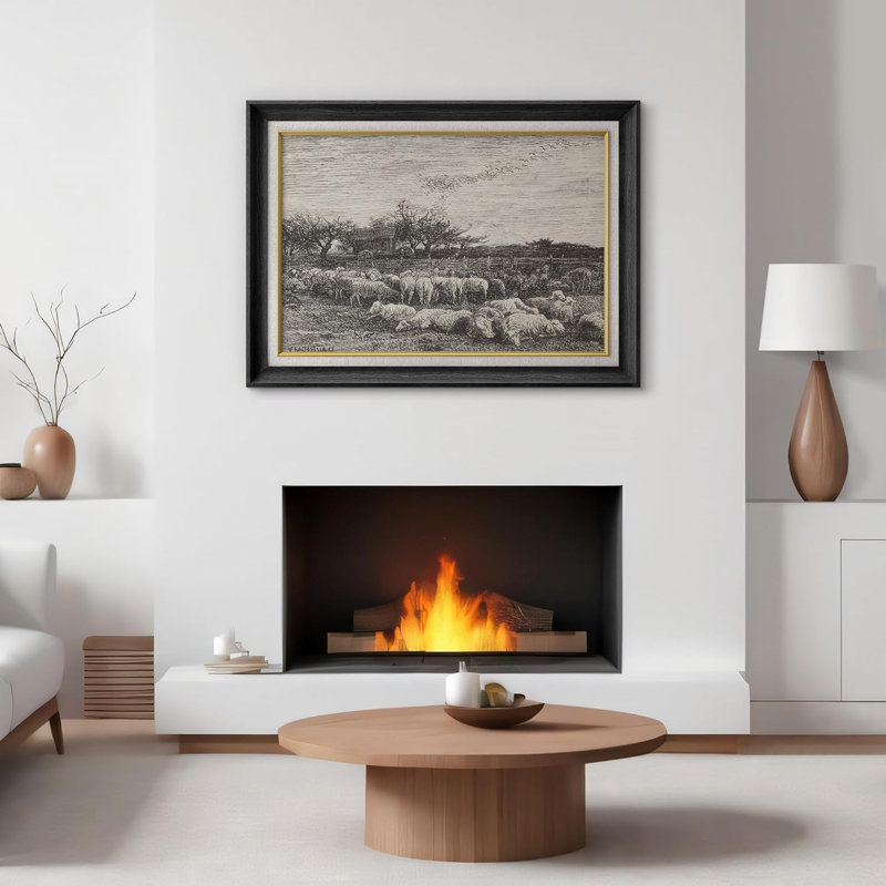 «Vintage Wild Country Farm Goat Portrait Animals Wilderness», peinture sur toile, Noir