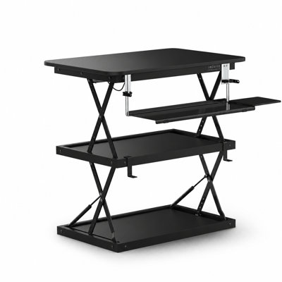 Tall Compact Standing Desk Converter with Vertical Lift and 2-Position Keyboard Tray 