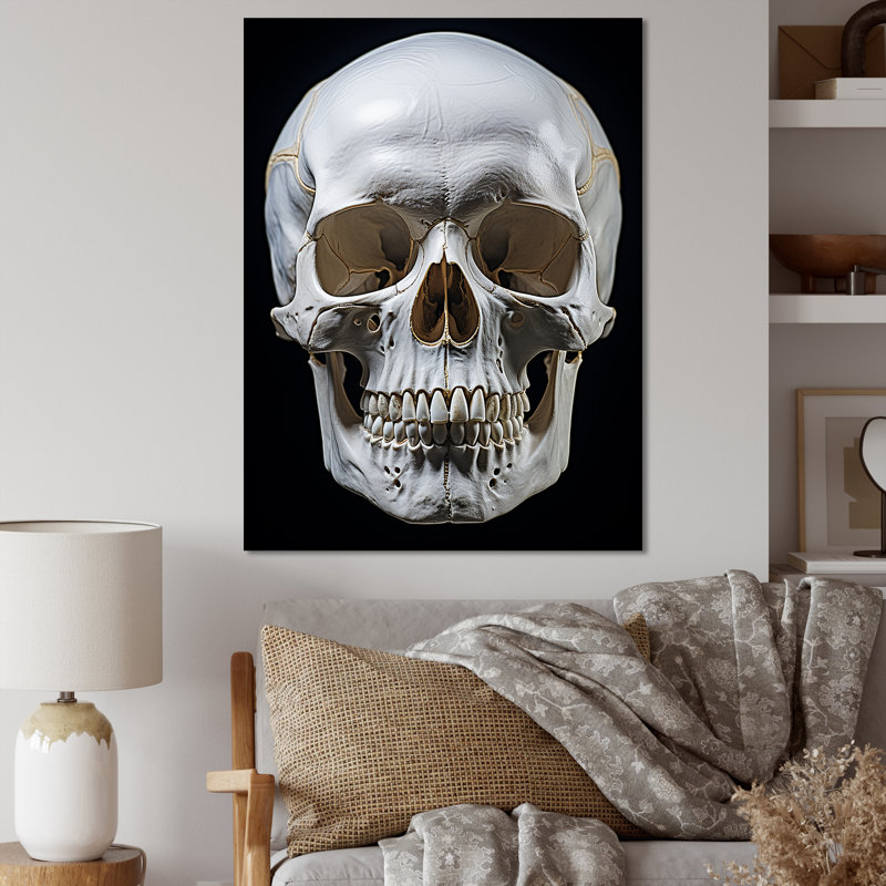 Tête de mort éternelle II - art mural abstrait sur toile, H 40 po x l 30 po x P 1,5 po, Toile tendue