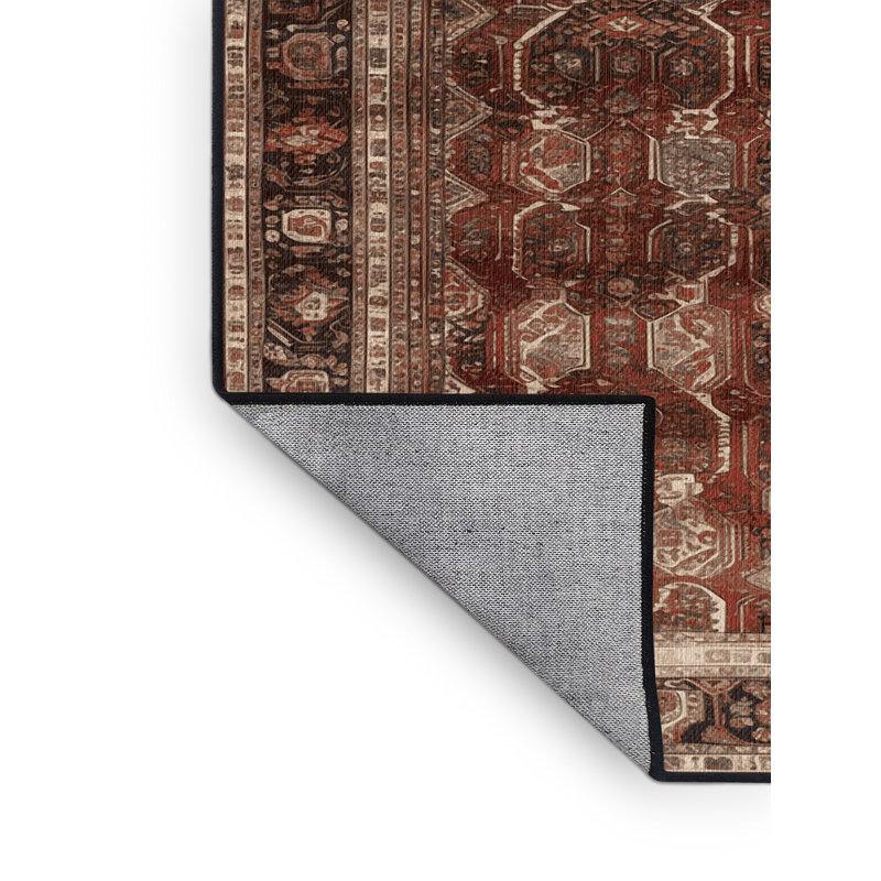 Machine Washable Persian Brown Area Rug, Round 7'