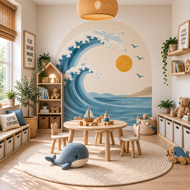 Adhésif décoratif 33 pouces de large Ocean Coastal Wave, 50 pouces de haut, L 33 po x H 50 po
